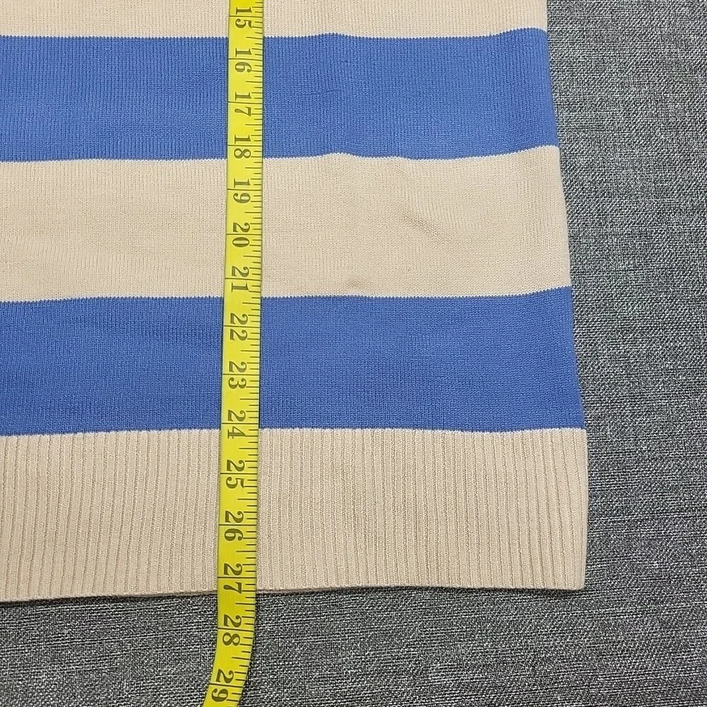 Studio Park Womens Dressy Stripe Print Turtleneck Sweater Medium Size Blue Beige